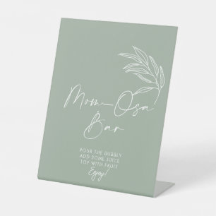 Sage Green Modern Baby Shower Mom-osa Bar Pedestal Sign