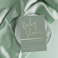 Sage Green Modern Baby Shower Rose Gold