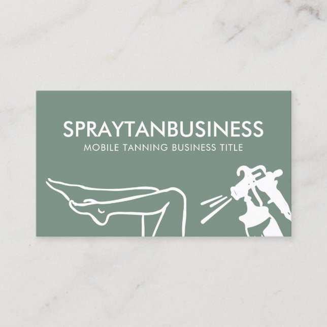 Sage Green Modern Body Tan Spray Business Card (Front)