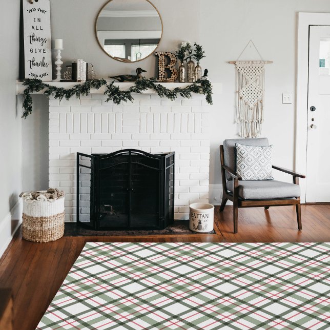 Sage Green Modern Boho Farmhouse Plaid Area  Rug (Sage Green Modern Boho Farmhouse Plaid Area Rug)