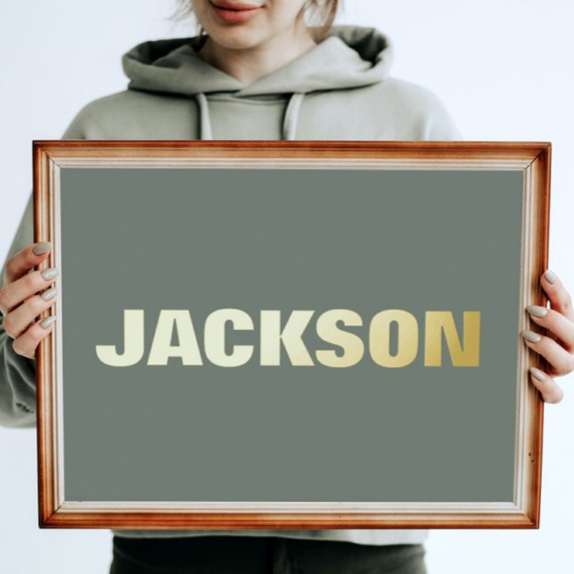 Sage GREEN Modern Bold EDITABLE TEXT GOLD Foil Prints (Creator Uploaded)