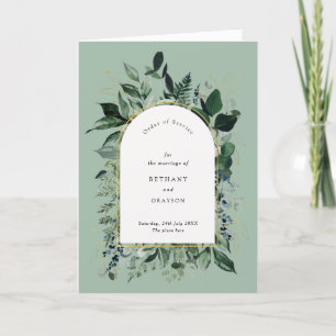 Sage Green Modern Botanic greenery wedding bifold Program