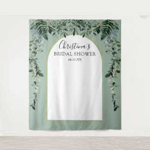 Sage Green Modern botanic leaves photo backdrop