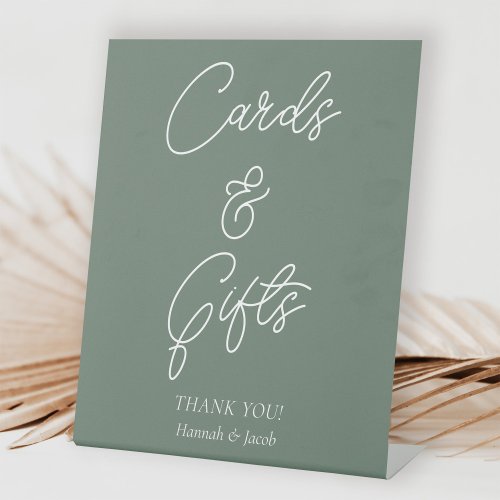 Sage Green Modern Cards and Gifts Wedding Pedestal Sign