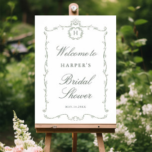 Sage Green Modern Classic French Bridal Shower  Foam Board