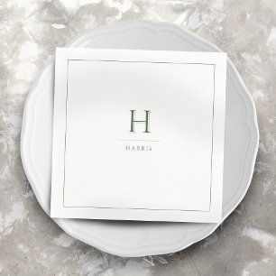 Sage Green Modern Classy Luxe Family Monogram Napkins