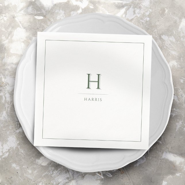Sage Green Modern Classy Luxe Family Monogram Napkins (Sage Green Modern Classy Luxe Family Monogram Napkins)
