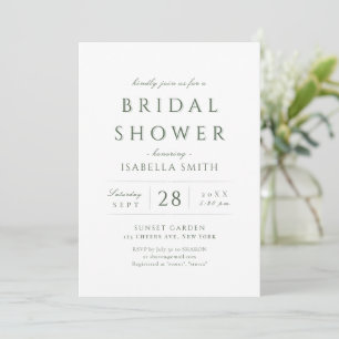 Sage Green Modern Classy Luxury Bridal Shower Invitation
