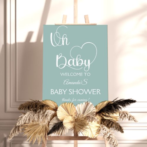 Sage Green Modern Elegant Baby Shower Welcome Foam Board