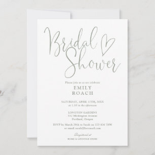 Sage Green Modern Elegant Script Bridal Shower Invitation