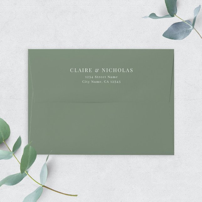 Sage Green Modern Elegant Wedding Address Envelope (Creator Uploaded)