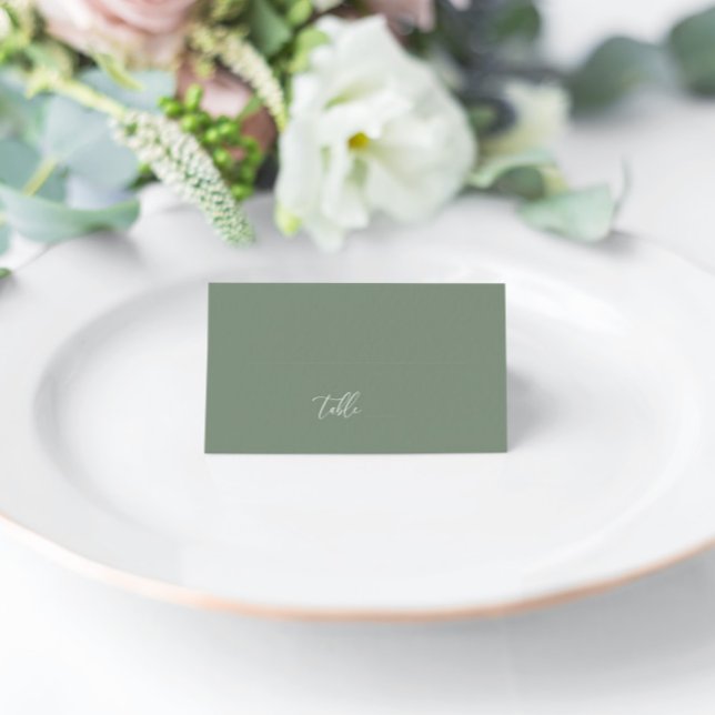 Sage Green Modern Elegant Wedding Blank Place Card (Creator Uploaded)