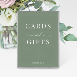 Sage Green Modern Elegant Wedding Cards Gifts Sign