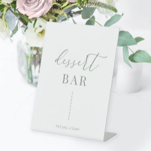 Sage Green Modern Elegant Wedding Dessert Bar Pedestal Sign
