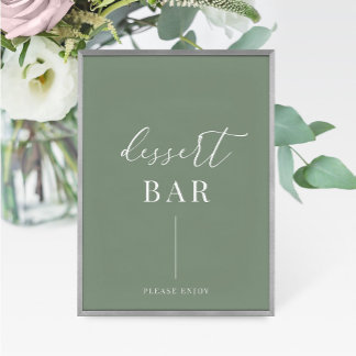 Sage Green Modern Elegant Wedding Dessert Bar Sign