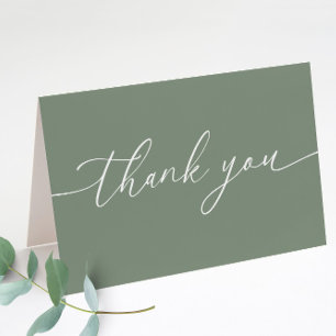 Sage Green Modern Elegant Wedding Folded Thank You Card