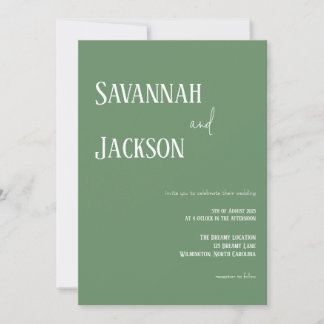 Sage Green Modern Elegant Wedding Invitation