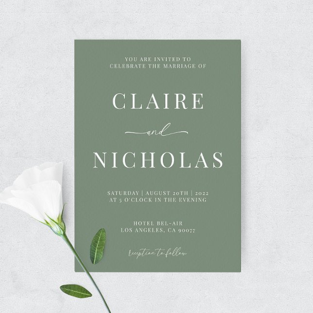 Sage Green Modern Elegant Wedding Invitation (Creator Uploaded)