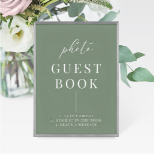 Sage Green Modern Elegant Wedding Photo Book Sign