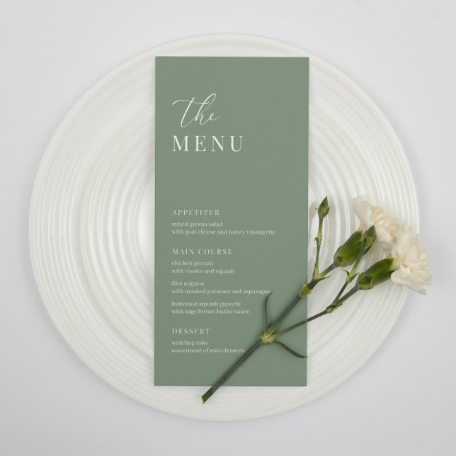 Sage Green Modern Elegant Wedding Reception Menu (Creator Uploaded)