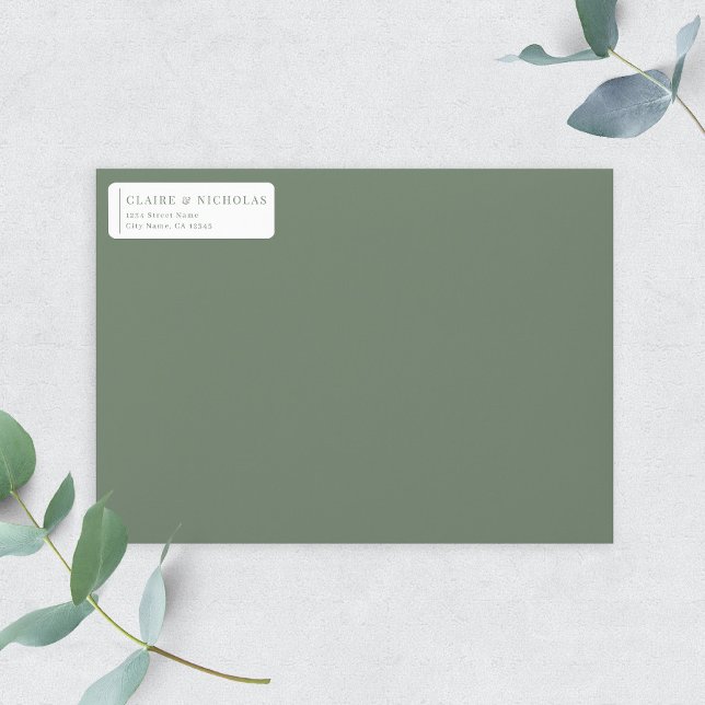 Sage Green Modern Elegant Wedding Return Address Label (Creator Uploaded)