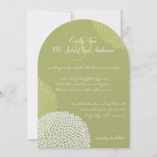 Sage Green Modern Floral Chrysanthemum Wedding Invitation