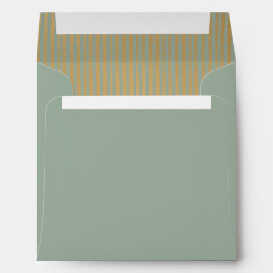 Sage Green Modern Gold Striped Square Envelope
