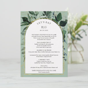 Sage Green Modern Greenery Rehearsal Dinner Menu