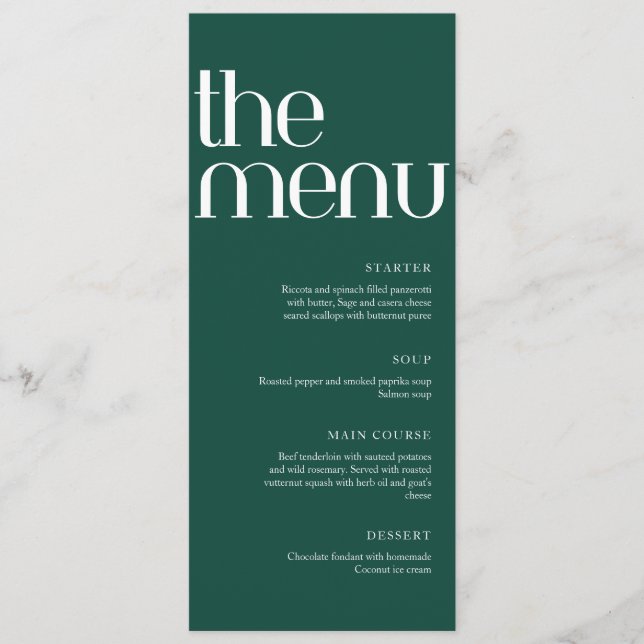 Sage Green Modern Handwriting Wedding Dinner  Menu (Front)