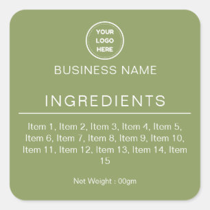 Sage Green Modern Logo List of Ingredients Label