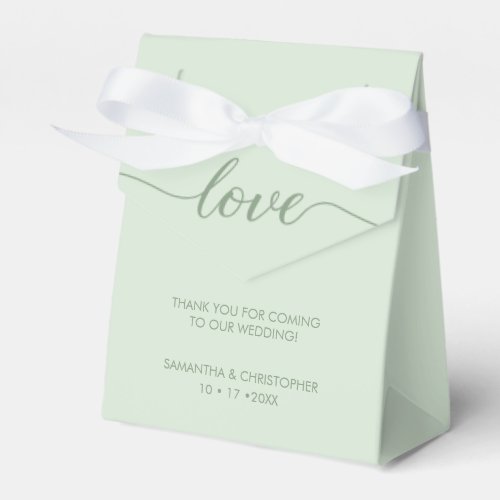 Sage Green Modern Love Script Wedding Custom Favor Boxes