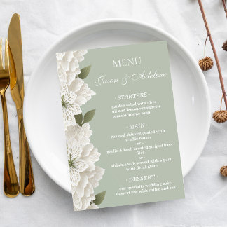 Sage Green Modern  Luxury Elegant Wedding Menu