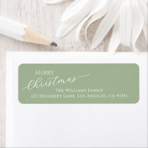 Sage Green Modern Merry Christmas Return Address Label