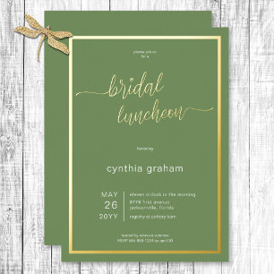 Sage Green Modern Minimal Bridal Luncheon Foil Invitation