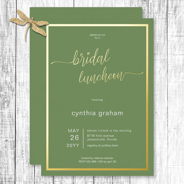 Sage Green Modern Minimal Bridal Luncheon Foil Invitation (Sage Green Modern Minimal Bridal Luncheon Foil Invitation)