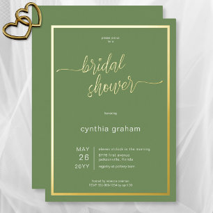 Sage Green Modern Minimal Bridal Shower Foil Invitation