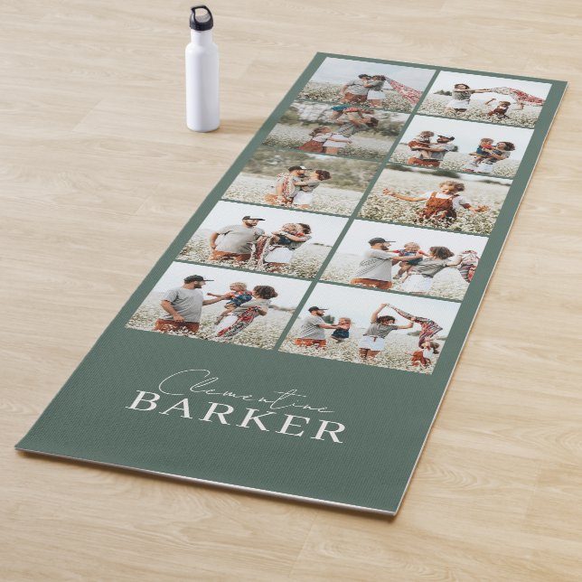 Sage green modern minimal elegant photo collage yoga mat (In Situ)