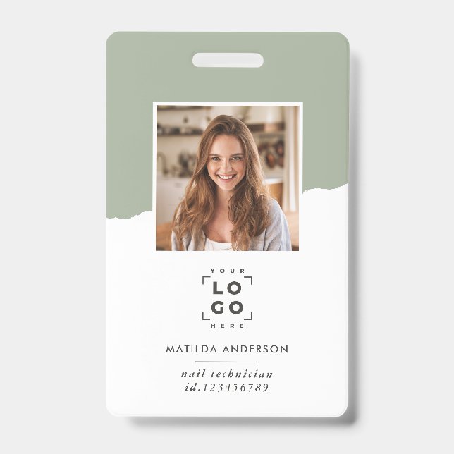 Sage green modern minimal photo abstract badge (Front)