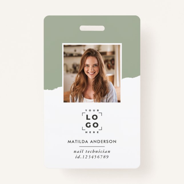 Sage green modern minimal photo abstract badge (Front)