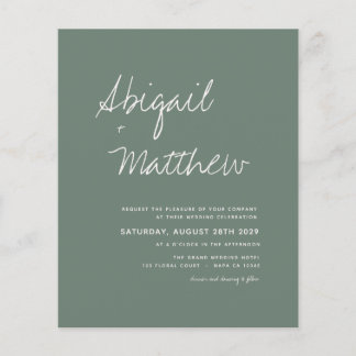 Sage Green Modern Minimalist Handwriting Wedding