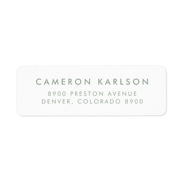 Sage Green Modern Minimalist Typography Address Label (Front)