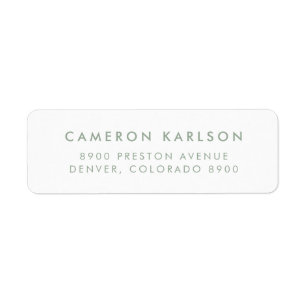 Sage Green Modern Minimalist Typography Address Label