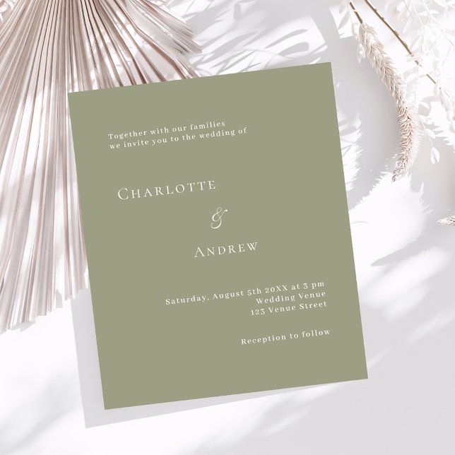 Sage green modern minimalist wedding invitation (Creator Uploaded)