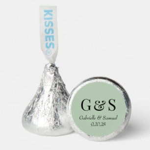 Sage Green Modern Monogram Couple Names Wedding Hershey®'s Kisses®