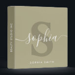 Sage Green Modern Monogram Name Initials Script  3 Ring Binder<br><div class="desc">Sage Green Modern Monogram Name Initials Script</div>