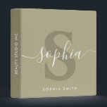 Sage Green Modern Monogram Name Initials Script  3 Ring Binder<br><div class="desc">Sage Green Modern Monogram Name Initials Script</div>
