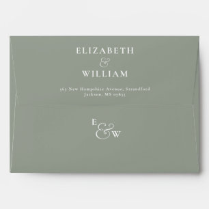 Sage Green Modern Monogram Return Address Envelope