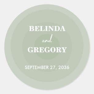 Sage Green Modern Monogram Wedding Classic Round Sticker