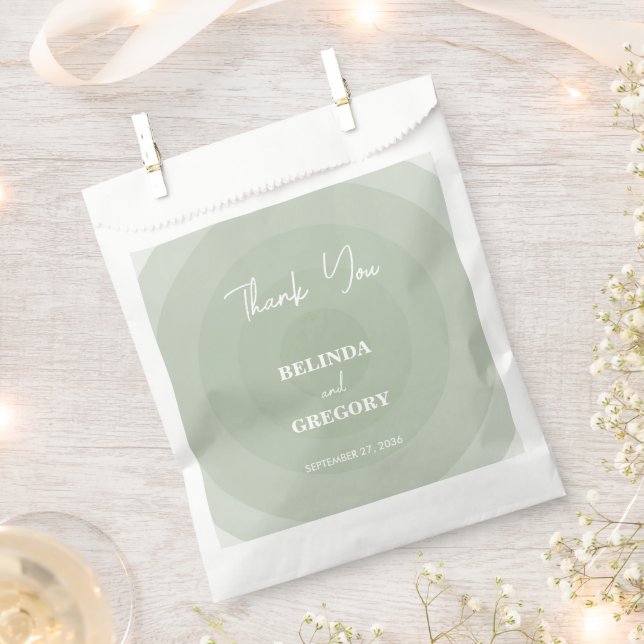 Sage Green Modern Monogram Wedding  Favor Bag (Clipped)