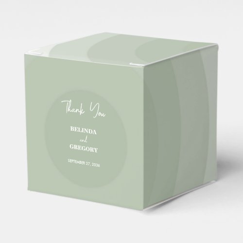 Sage Green Modern Monogram Wedding  Favor Boxes